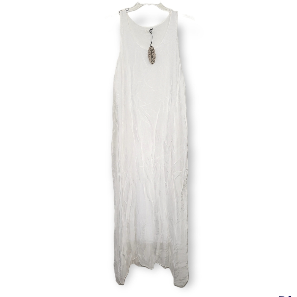 Laura Moretti Italian White Silk Maxi Dress One Size